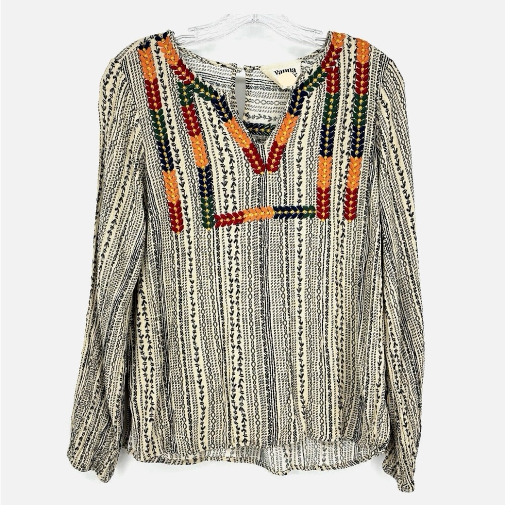 SALE Savanna Jane Boho Embroidered Trible Hippie Colorful Size 2X | V Neck Top